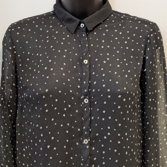 2/$20 Zara trafaluc black sheer button front blouse S - Picture 2 of 7